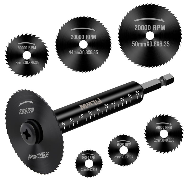 FWW Inside Pipe Cutter,6 pcs Saw Tooth Blades with 3 Inch Scale 1/4" Hex Shank, Cutter Tool Set for PVC, Plastic, Board, Copper, Aluminum - Image 1
